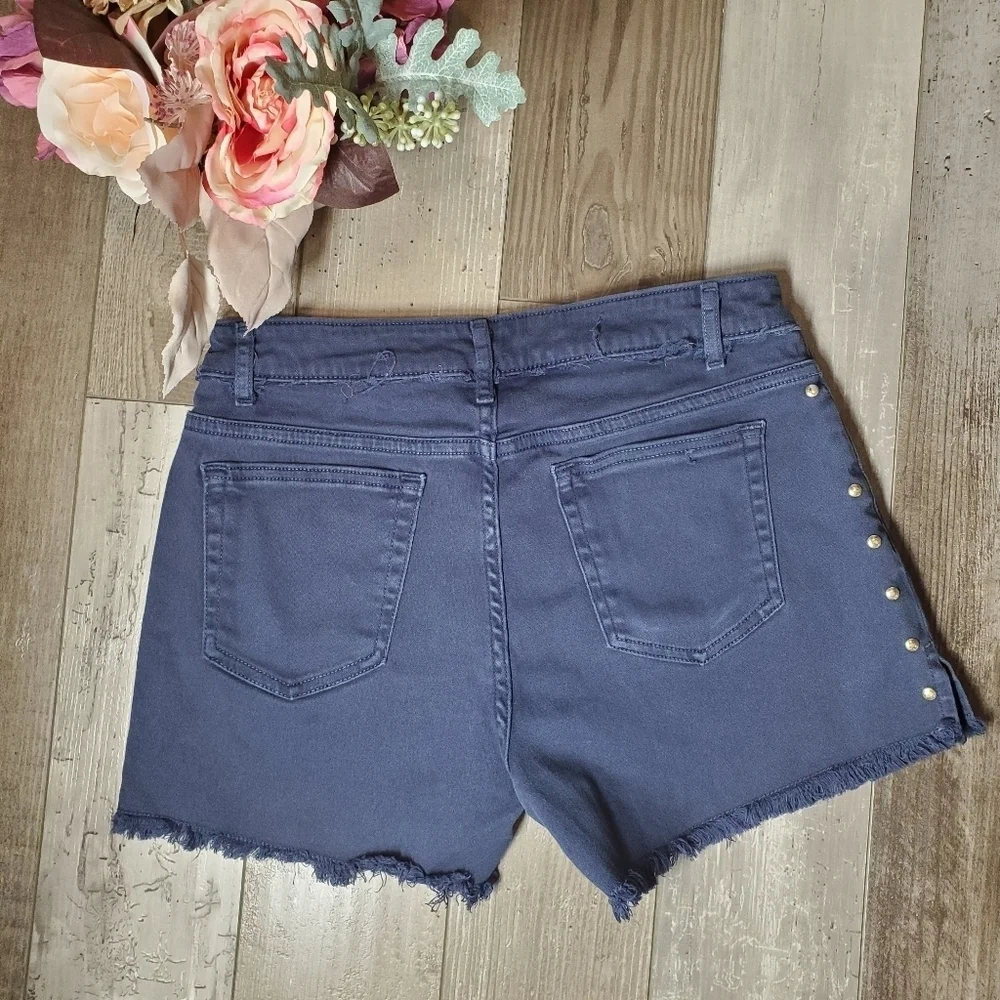 Michael Kors Studded Indigo Blue Raw Hem Women's Shorts Size 2 EUC